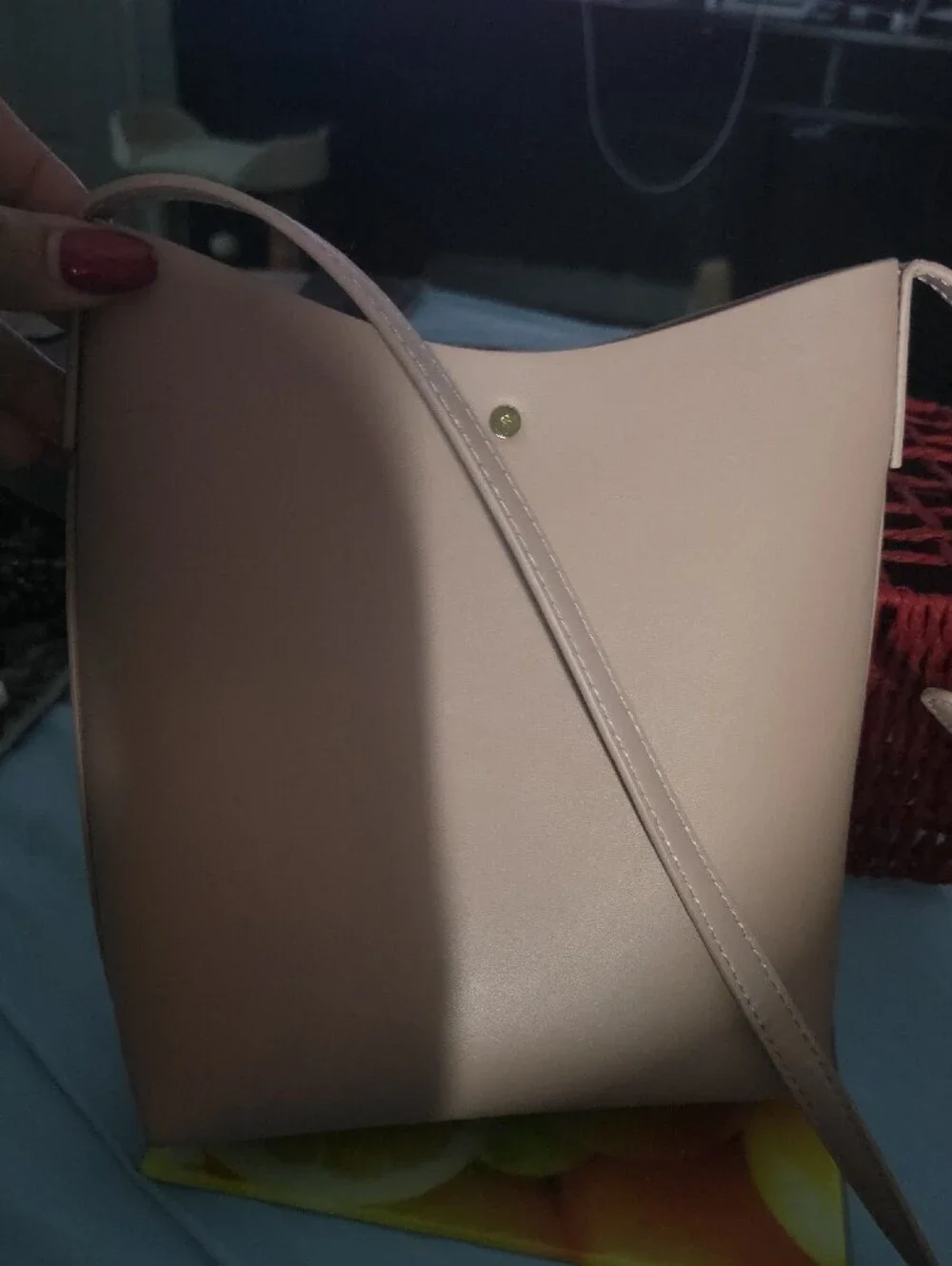 SAMARA Blush Pink Bucket Crossbody Tote